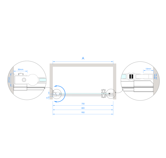 Brasta Glass Greta dušo durys, 90x200, skaidrus stiklas, pasirinkite spalvą
