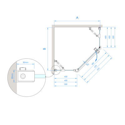 Brasta Glass Lina penkiakampė dušo kabina, 90x90x200, skaidrus stiklas, pasirinkite spalvą