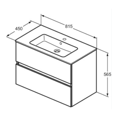 KOMPLEKTAS: Ideal Standard Eurovit pakabinama vonios spintelė su praustuvu 80 cm (815 x 450 x 565 mm)