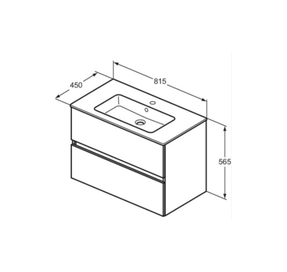 KOMPLEKTAS: Ideal Standard Eurovit pakabinama vonios spintelė su praustuvu 80 cm (815 x 450 x 565 mm)