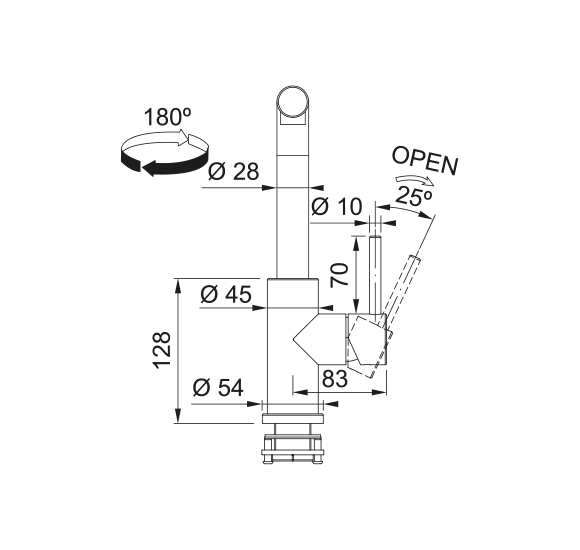 Franke Smart Glenda virtuvinis maišytuvas plautuvei, su ištraukiama žarna, nerūdijančio plieno spalvos