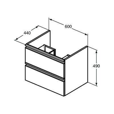 IŠPARDAVIMAS. Ideal Standard Tesi pakabinama vonios spintelė su praustuvu 60 cm, 2 stalčiai, soft close uždarymas