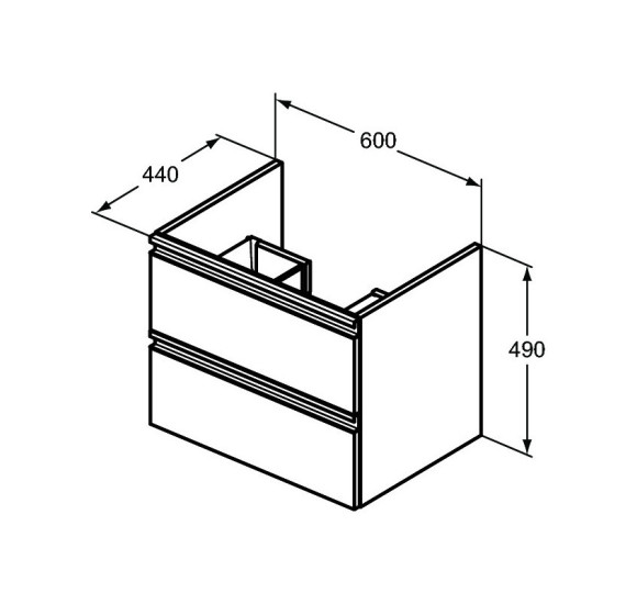 IŠPARDAVIMAS. Ideal Standard Tesi pakabinama vonios spintelė su praustuvu 60 cm, 2 stalčiai, soft close uždarymas