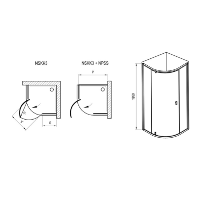 Ravak Nexty NSKK3 pusapvalė dušo kabina 90x90x195 cm, pasirinkite spalvą