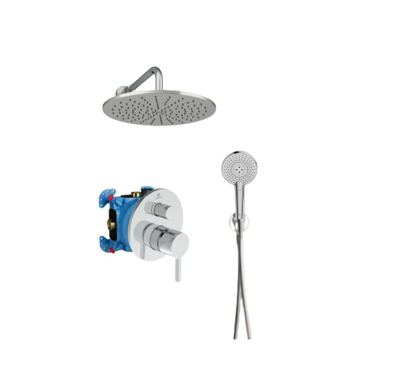 Ideal Standard potinkinės dušo sistemos komplektas, chromo spalvos, 30cm dušo galva