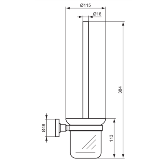 Ideal Standard Iom šepetys su laikikliu, tvirtinamas prie sienos, matinis stiklas, matinė juoda