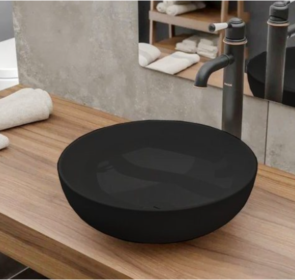 Bocchi (1494) pastatomas praustuvas 38cm skermens, juodos matinės spalvos