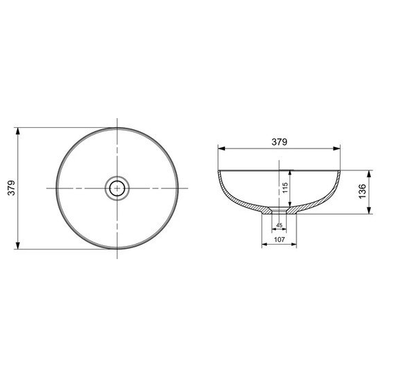Bocchi (1494) pastatomas praustuvas 38cm skermens, juodos matinės spalvos