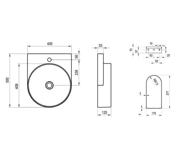 Ravak Yard 400 pakabinamas keraminis praustuvas, pasirinkite spalvą
