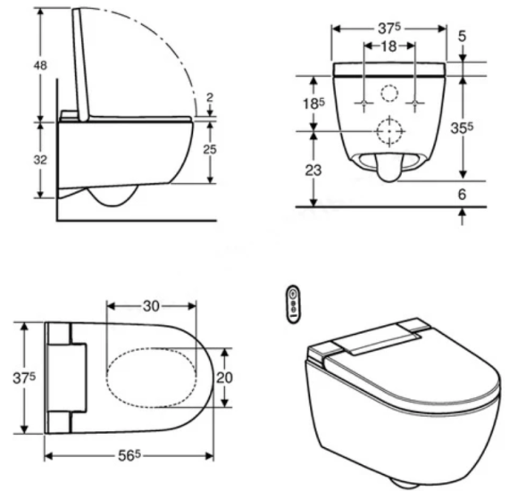 Geberit AquaClean Alba WC puodas su apiplovimo funkcija ir "Soft Close" dangčiu