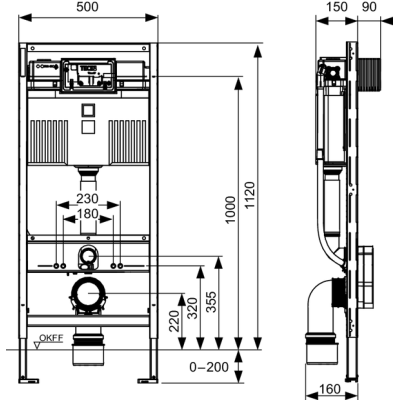 TECEprofil unitazo modulis su Uni vandens bakeliu, 1120x500x160 mm, 9300379