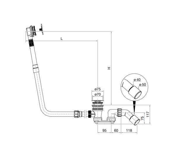 BetteMono sifonas, emaliuotais dangteliais, pasirinkite spalvą