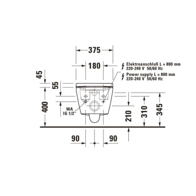 Duravit SensoWash D-Neo Compact pakabinamas išmanusis unitazas su dangčiu ir tvirtinimais, baltos spalvos