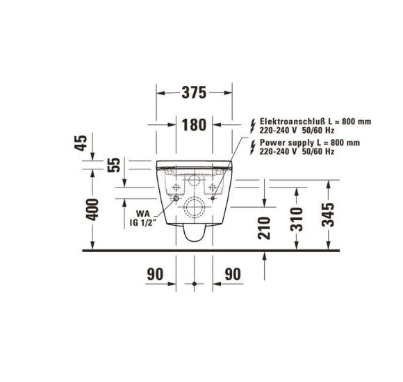 Duravit SensoWash D-Neo Compact pakabinamas išmanusis unitazas su dangčiu ir tvirtinimais, baltos spalvos