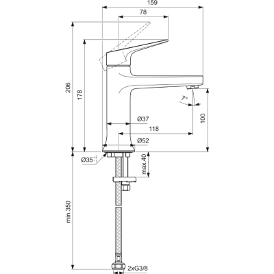 Ideal Standard La Dolce Vita praustuvo maišytuvas BD654AA, pasirinkite spalvą