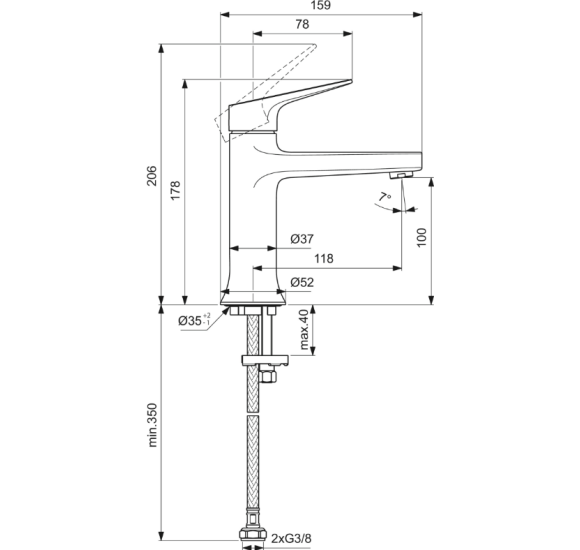 Ideal Standard La Dolce Vita praustuvo maišytuvas BD654AA, pasirinkite spalvą