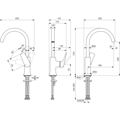 Ideal Standard La Dolce Vita aukštas praustuvo maišytuvas BD658A5, pasirinkite spalvą
