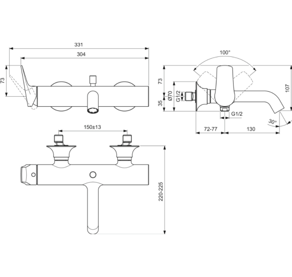Ideal Standard La Dolce Vita vonios maišytuvas BD666A2, pasirinkite spalvą
