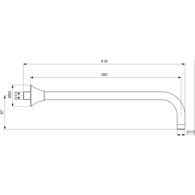 Ideal Standard La Dolce Vita Sieninė dušo galvos alkūnė, 400mm, pasirinkite spalvą