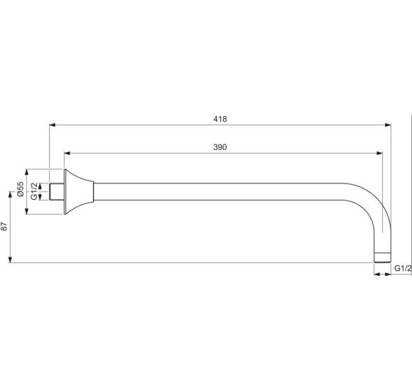 Ideal Standard La Dolce Vita Sieninė dušo galvos alkūnė, 400mm, pasirinkite spalvą