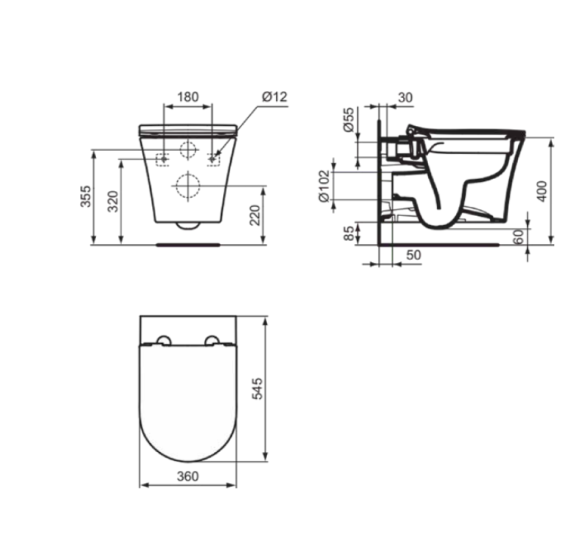 Ideal Standard La Dolce Vita  klozetas, be dangčio, Rimless, baltos spalvos