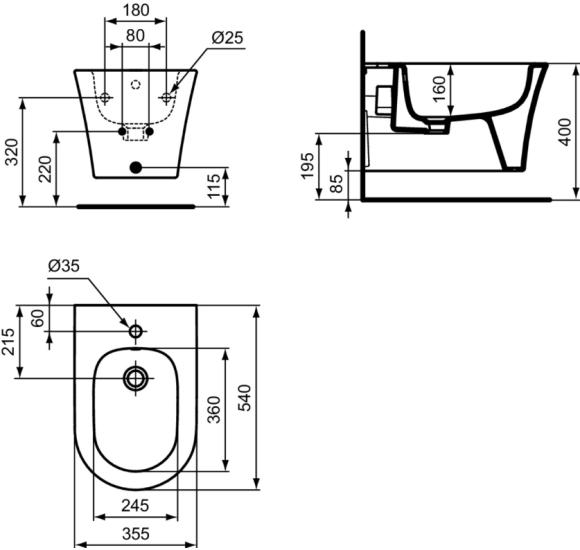 Ideal Standard La Dolce Vita pakabinama bide, baltos spalvos E263701