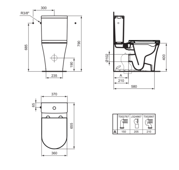 Ideal Standard La Dolce Vita pastatomo klozeto puodas, Aquablade, priglaudžiamas prie sienos, baltos spalvos