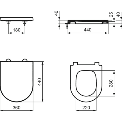 Ideal Standard La Dolce Vita klozeto dangtis, soft-close, lengvai nuimamas, baltos spalvos E330401