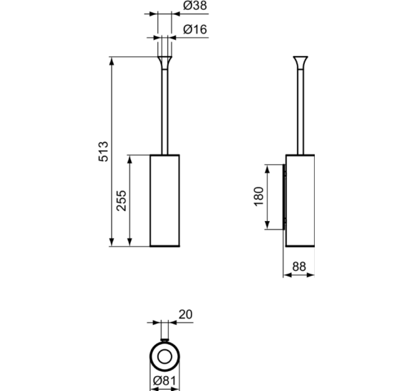 Ideal Standard La Dolce Vita pakabinamas WC šepetys, pasirinkite spalvą