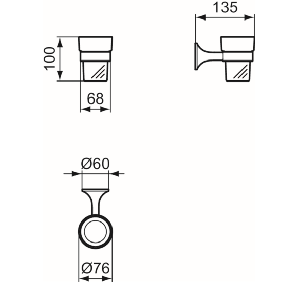 Ideal Standard La Dolce Vita pakabinama stiklinaitė su matiniu baltu stiklu, pasirinkite spalvą