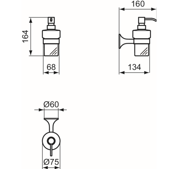 Ideal Standard La Dolce Vita  dozatorius, su matiniu baltu stiklu, pasirinkite spalvą