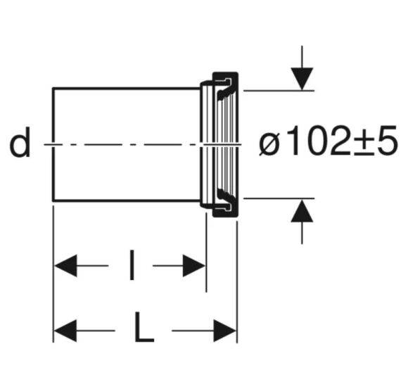 Geberit tiesioji jungtis su manžetu ir dengiamaisiais dangteliais, 90 mm, matinis, chromuotas