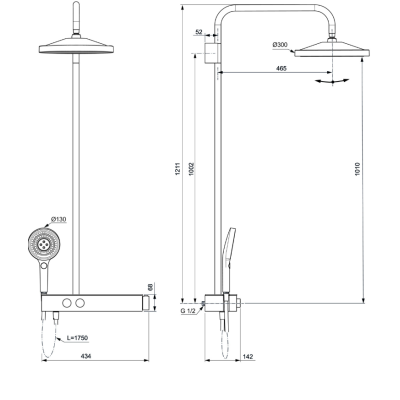 Ideal Standard Solos termostatinė dušo sistema, chromo spalvos