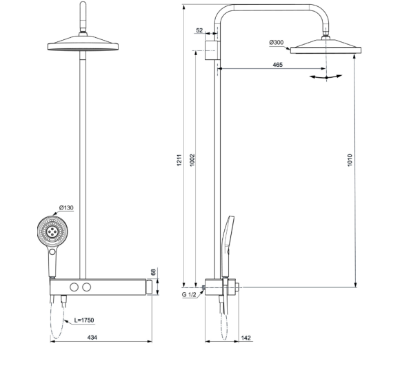 Ideal Standard Solos termostatinė dušo sistema, chromo spalvos