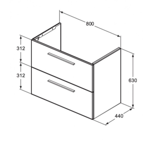 KOMPLEKTAS: Ideal Standard I.Life A vonios spintelė su praustuvu 80cm, Balta matinė spalva
