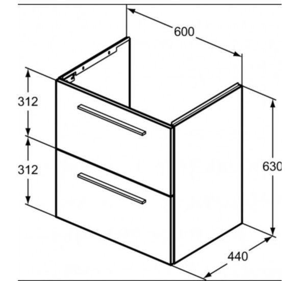KOMPLEKTAS: Ideal Standard I.Life A vonios spintelė su praustuvu 60cm, balta matinė spalva