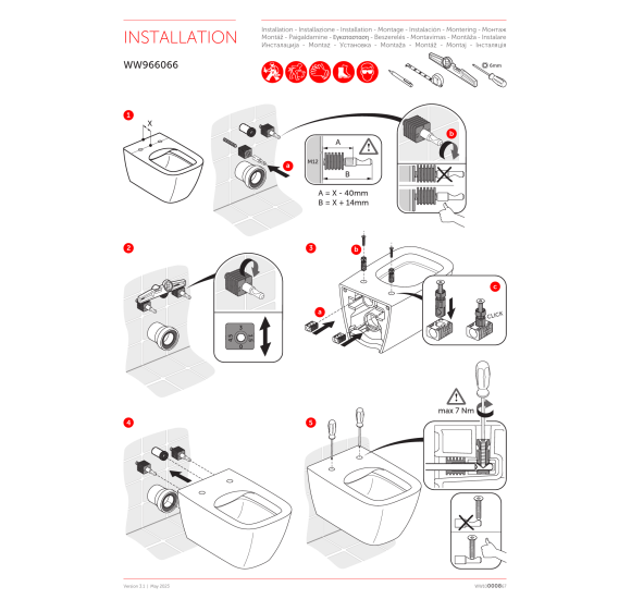 Ideal Standard (Tesi, I life B, Blend Curve, Blend Cube RimLS+) pakabinamo WC tvirtinimai WW966066