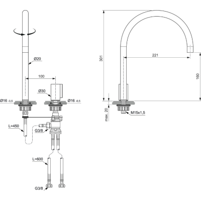 Ideal Standard Solos 2-jų dalių maišytuvas praustuvui, pasirinkite spalvą