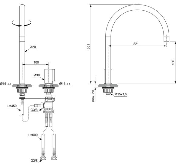 Ideal Standard Solos 2-jų dalių maišytuvas praustuvui, pasirinkite spalvą
