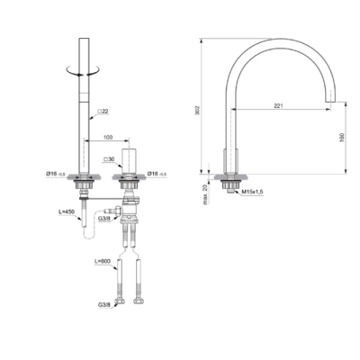 Ideal Standard Solos 2-jų dalių stačių formų maišytuvas praustuvui, pasirinkite spalvą