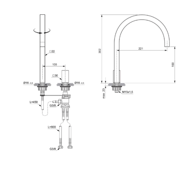 Ideal Standard Solos 2-jų dalių stačių formų maišytuvas praustuvui, pasirinkite spalvą
