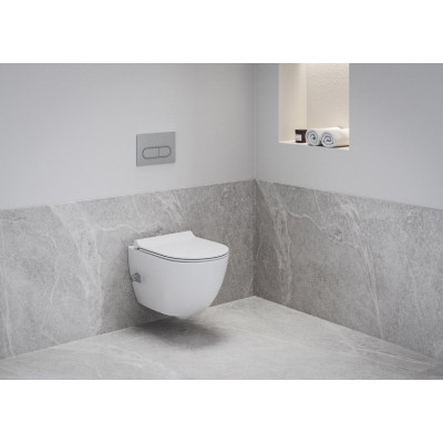 Ravak Uni Chrome RimOff bidė tualetas, su integruotu bidė antgaliu ir svirtiniu maišytuvu, baltos spalvos