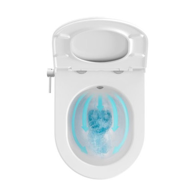 Ravak Uni Chrome RimOff bidė tualetas, su integruotu bidė antgaliu ir svirtiniu maišytuvu, baltos spalvos