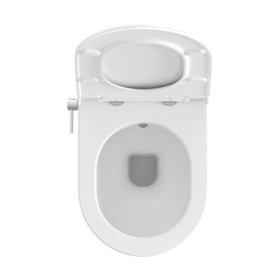 Ravak Uni Chrome RimOff bidė tualetas, su integruotu bidė antgaliu ir svirtiniu maišytuvu, baltos spalvos