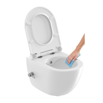 Ravak Uni Chrome RimOff bidė tualetas, su integruotu bidė antgaliu ir svirtiniu maišytuvu, baltos spalvos