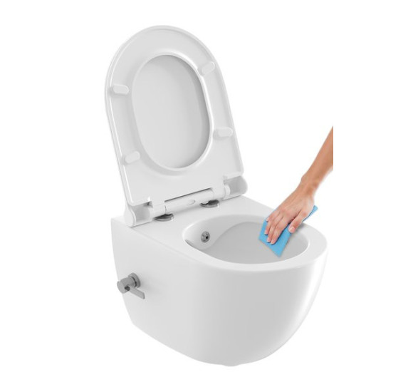 Ravak Uni Chrome RimOff bidė tualetas, su integruotu bidė antgaliu ir svirtiniu maišytuvu, baltos spalvos