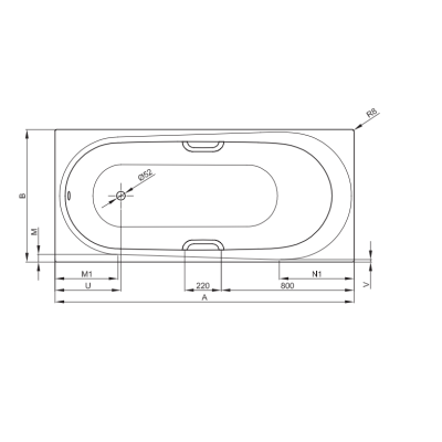 Bette Comodo plieninė stačiakampė vonia 1700 × 800 mm, baltos spalvos