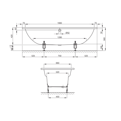 Bette Duo plieninė stačiakampė vonia,1800 × 800 mm, baltos spalvos