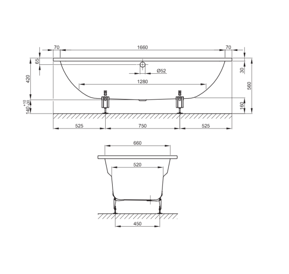 Bette Duo plieninė stačiakampė vonia,1800 × 800 mm, baltos spalvos