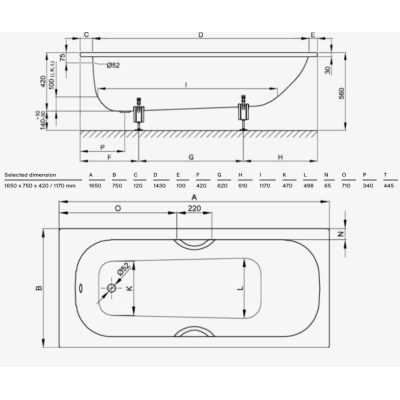 Bette Form plieninė stačiakampė vonia, 1650 × 750 mm, baltos spalvos